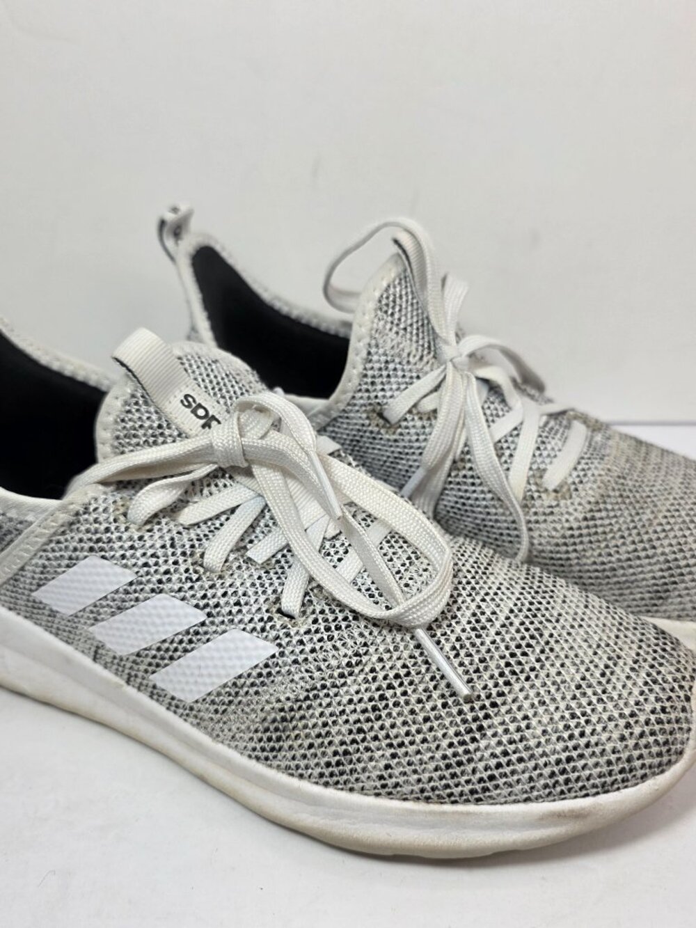 Adidas Cloudfoam Pure Athletic Sneakers Womens 6.5 Gray White Heathered